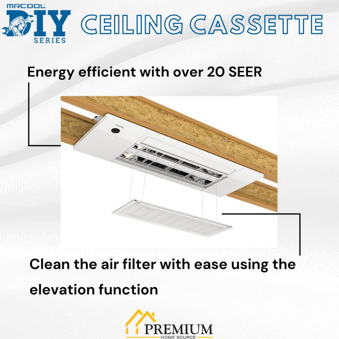 MRCOOL DIY Mini Split Package - 27,000 BTU 3 Zone Ceiling Cassette Ductless Air Conditioner and Heat Pump with 16 ft.|25 ft. Install Kit