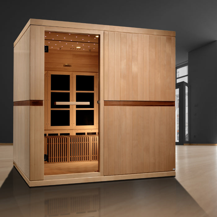 Golden Designs 2025 Model - "Catalonia" 8-Person PureTech™ Near Zero EMF FAR Infrared Indoor Sauna - Canadian Hemlock (GDI-6880-02)