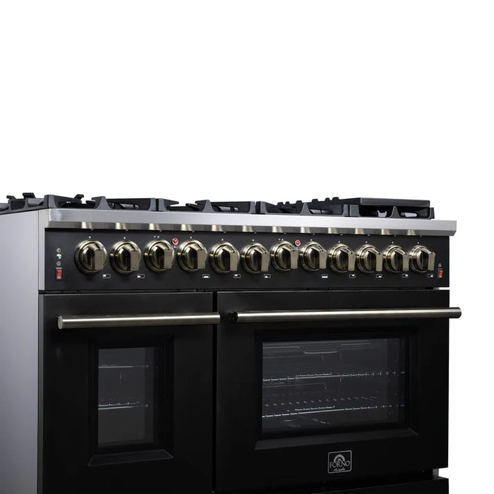 Forno Massimo 48″ 6.58 cu. ft. Freestanding Dual Fuel Range with 8 Sealed Burners, Air Fryer Kit, Wok Support & Griddle - Stainless Steel, Black or White (FFSGS6125-48)