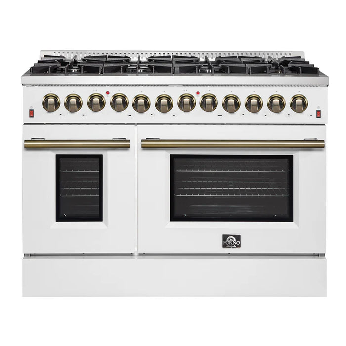 Forno Galiano 48" Freestanding Dual Fuel Range with 8 Burners - Stainless Steel and Colored Door Options (FFSGS6156-48)