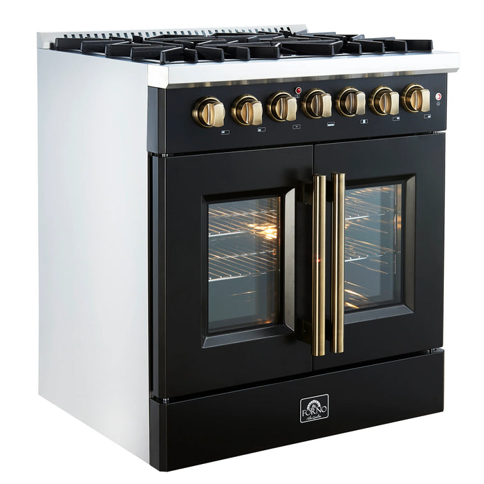 Forno Galiano 30" Freestanding French Door Dual Fuel Range - Stainless Steel, Black, White  (FFSGS6356-30)