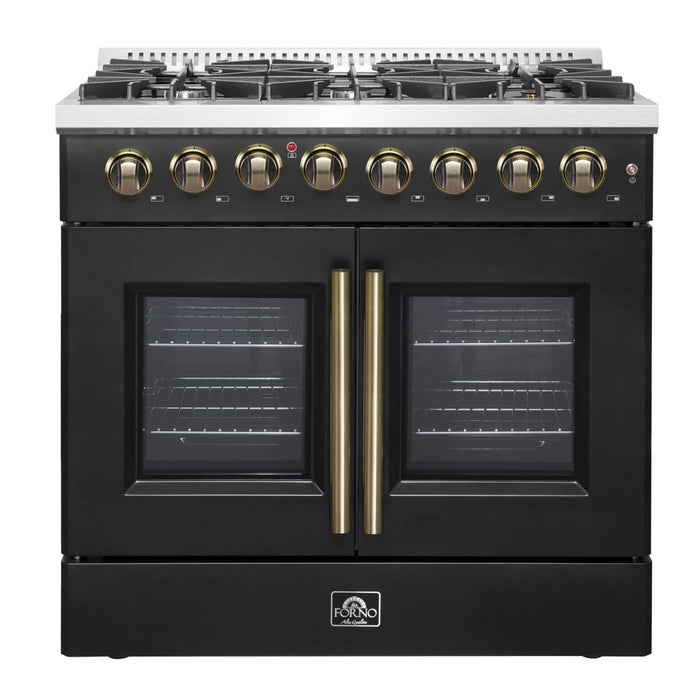 Forno Galiano 36" Freestanding French Door Dual Fuel Range - Stainless Steel, Black, White (FFSGS6356-36)