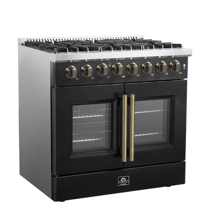 Forno Galiano 36" Freestanding French Door Dual Fuel Range - Stainless Steel, Black, White (FFSGS6356-36)