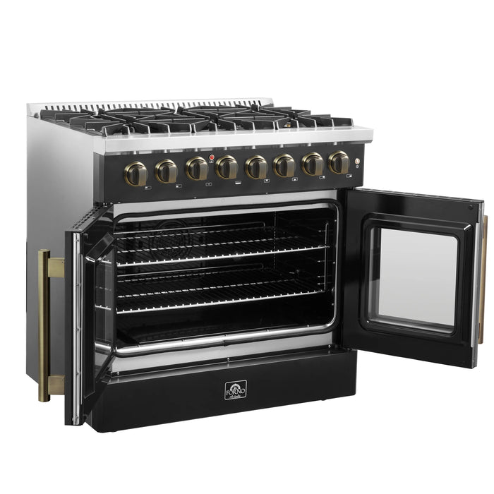 Forno Galiano 36" Freestanding French Door Dual Fuel Range - Stainless Steel, Black, White (FFSGS6356-36)