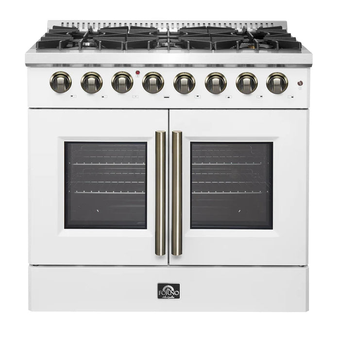 Forno Galiano 36" Freestanding French Door Dual Fuel Range - Stainless Steel, Black, White (FFSGS6356-36)