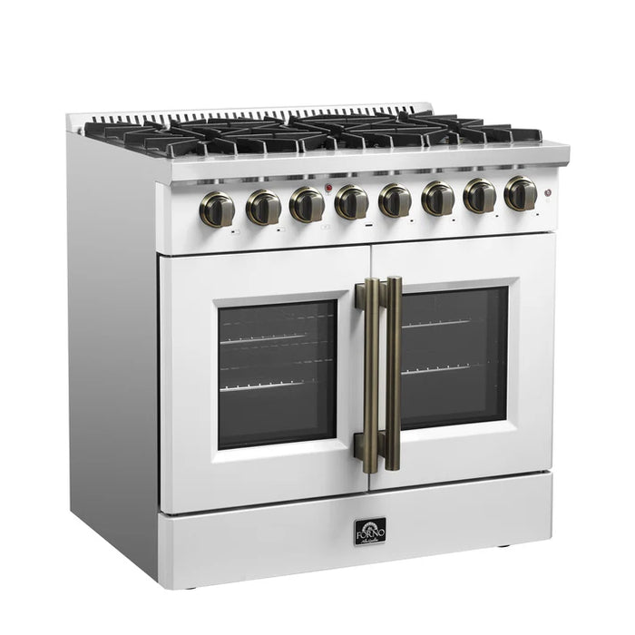 Forno Galiano 36" Freestanding French Door Dual Fuel Range - Stainless Steel, Black, White (FFSGS6356-36)