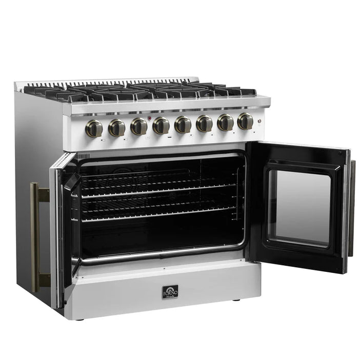 Forno Galiano 36" Freestanding French Door Dual Fuel Range - Stainless Steel, Black, White (FFSGS6356-36)