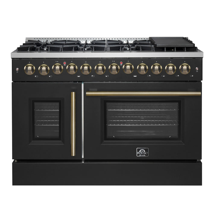 Forno Galiano 48" Freestanding French Door Dual Fuel Range - Stainless Steel, Black, White (FFSGS6356-48)