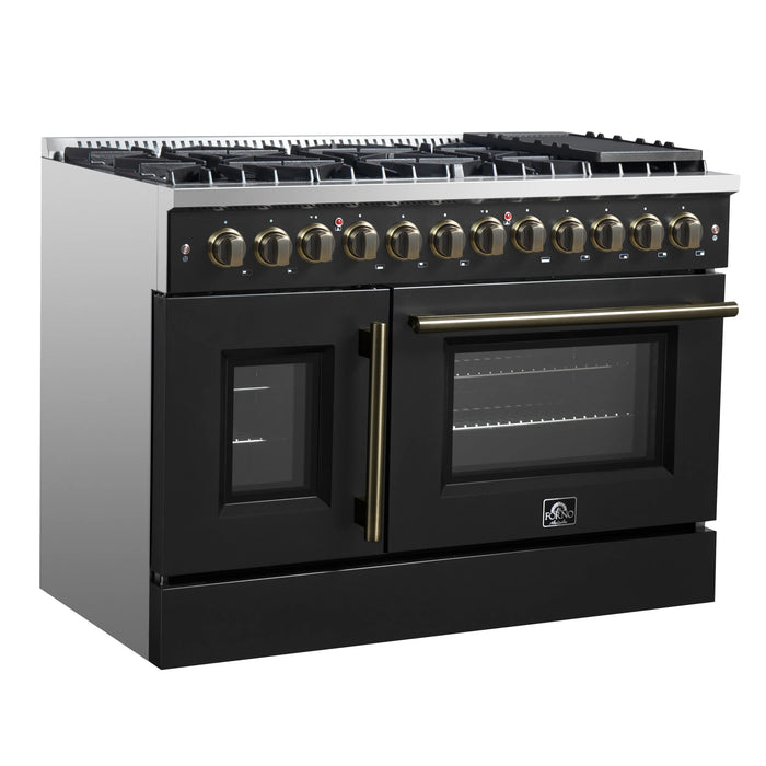 Forno Galiano 48" Freestanding French Door Dual Fuel Range - Stainless Steel, Black, White (FFSGS6356-48)