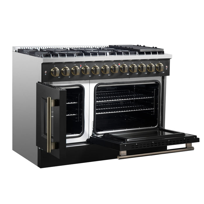 Forno Galiano 48" Freestanding French Door Dual Fuel Range - Stainless Steel, Black, White (FFSGS6356-48)