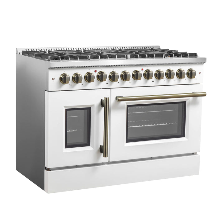 Forno Galiano 48" Freestanding French Door Dual Fuel Range - Stainless Steel, Black, White (FFSGS6356-48)