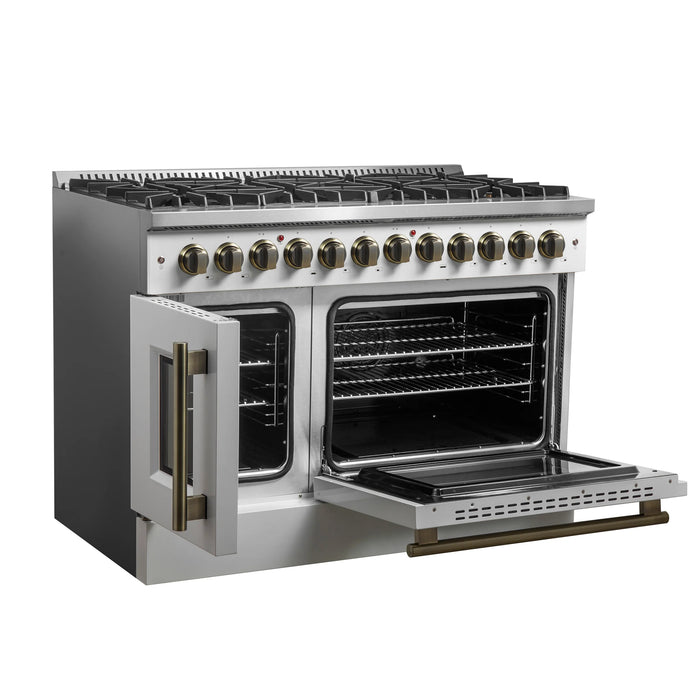 Forno Galiano 48" Freestanding French Door Dual Fuel Range - Stainless Steel, Black, White (FFSGS6356-48)