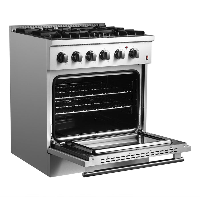Forno Marco 30" Dual Fuel Range with 4 Sealed Burners in Stainless Steel (FFSGS6197-30)
