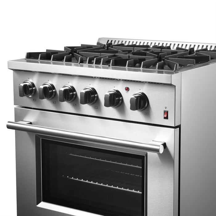 Forno Marco 30" Dual Fuel Range with 4 Sealed Burners in Stainless Steel (FFSGS6197-30)