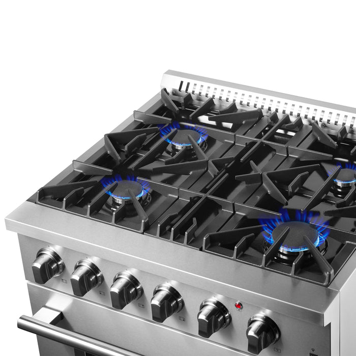 Forno Marco 30" Dual Fuel Range with 4 Sealed Burners in Stainless Steel (FFSGS6197-30)