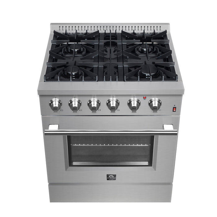 Forno Marco 30" Dual Fuel Range with 4 Sealed Burners in Stainless Steel (FFSGS6197-30)