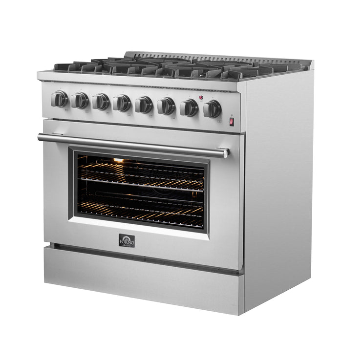 Forno Marco 36" Dual Fuel Range with 6 Sealed Burners in Stainless Steel (FFSGS6197-36)