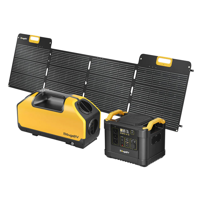 BougeRV 200W Portable Solar Panel&Power Station with Air Conditioner Kits