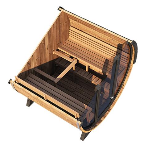 SaunaLife Model EE8G Sauna Barrel - Ergo Elegance Series Sauna Barrel 79"L x 91"D Glass Front, 6-Person