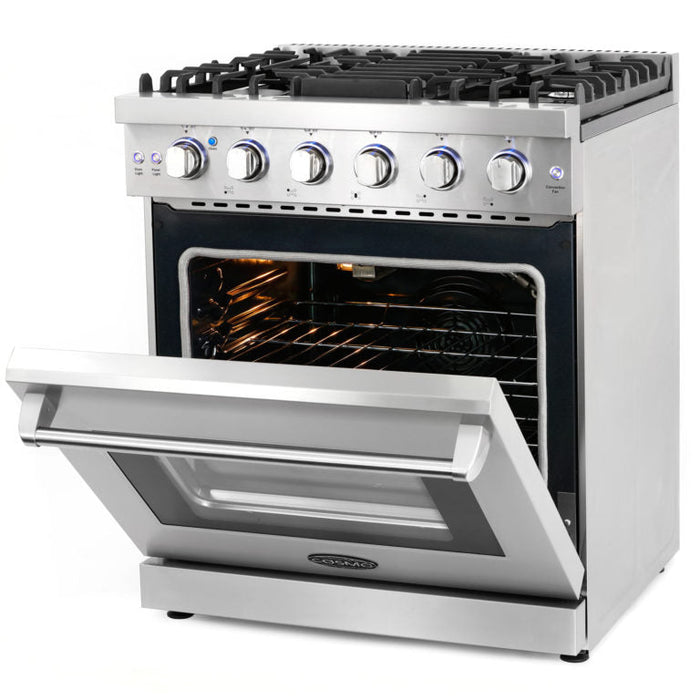 Cosmo 30" 4.5 cu. ft. Slide-In Freestanding Gas Range with 5 Sealed Burner and Convection Oven in Stainless Steel (COS-EPGR304)