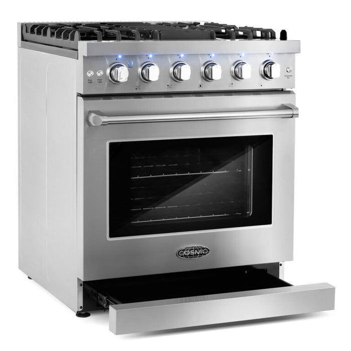 Cosmo 30" 4.5 cu. ft. Slide-In Freestanding Gas Range with 5 Sealed Burner and Convection Oven in Stainless Steel (COS-EPGR304)