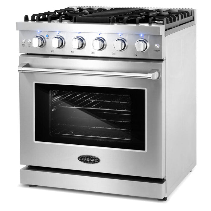 Cosmo 30" 4.5 cu. ft. Slide-In Freestanding Gas Range with 5 Sealed Burner and Convection Oven in Stainless Steel (COS-EPGR304)