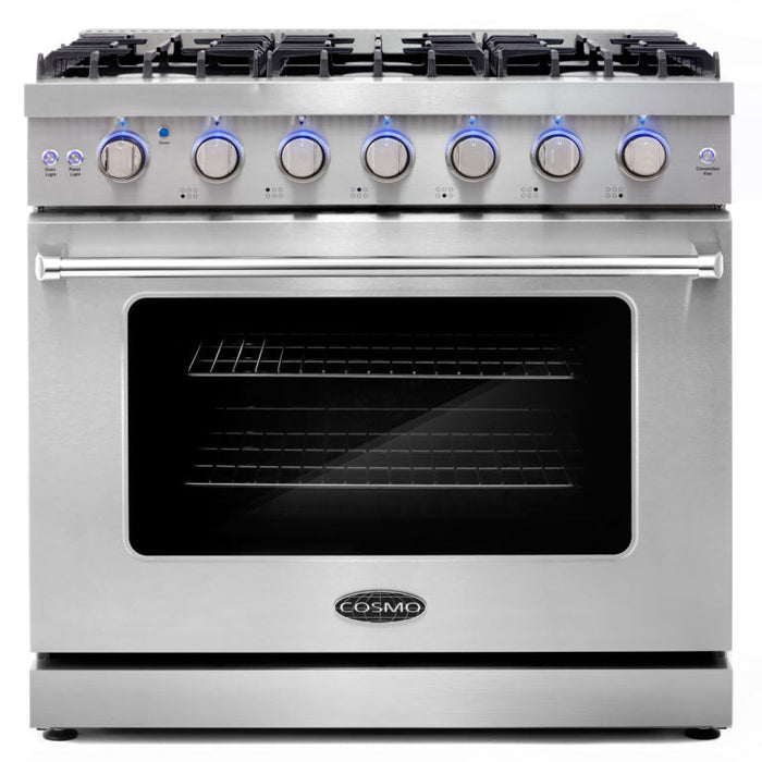 Cosmo Commerical 36" 6.0 cu. ft. Gas Range with Convection Oven in Stainless Steel with Storage Drawer (COS-EPGR366)