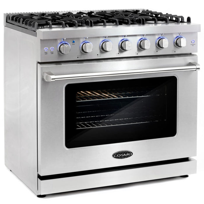 Cosmo Commerical 36" 6.0 cu. ft. Gas Range with Convection Oven in Stainless Steel with Storage Drawer (COS-EPGR366)