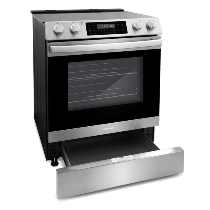 Cosmo Commercial 30" 6.3 cu. ft. Electric Range with 5 Burner Glass Cooktop and Self Clean Air Fry Oven in Stainless Steel (COS-ERC305WKTD)