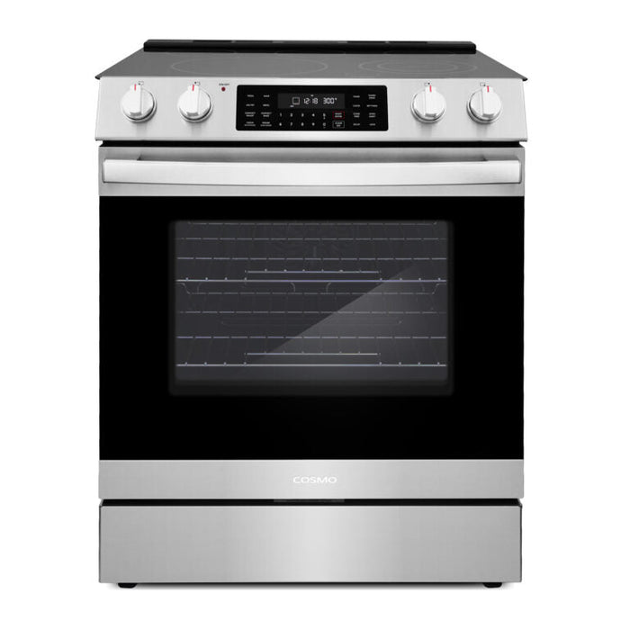 Cosmo Commercial 30" 6.3 cu. ft. Electric Range with 5 Burner Glass Cooktop and Self Clean Air Fry Oven in Stainless Steel (COS-ERC305WKTD)