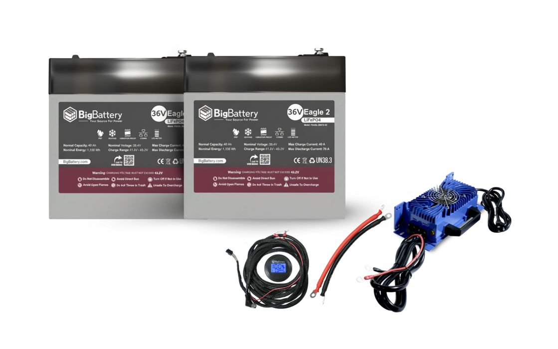 Big Battery 36V EAGLE2 1.63 kWh LiFePO4 Battery with Heater and Comms with Kit Options