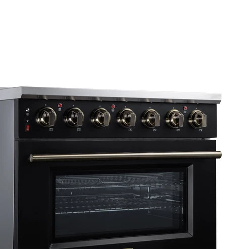 Forno Massimo 36-Inch 5.36 cu. ft. Electric Range, 5 Radiant Elements, Convection Oven, Air Fryer - Black or White (FFSEL6020-36BLK)