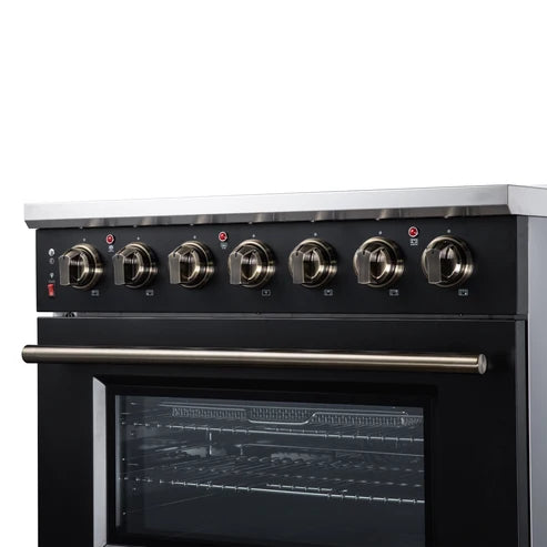 Forno Massimo 36-Inch 5.36 cu. ft. Electric Range, 5 Radiant Elements, Convection Oven, Air Fryer - Black or White (FFSEL6020-36BLK)