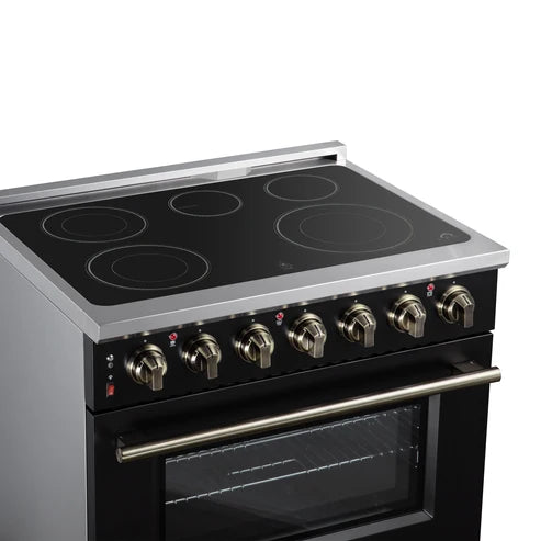 Forno Massimo 36-Inch 5.36 cu. ft. Electric Range, 5 Radiant Elements, Convection Oven, Air Fryer - Black or White (FFSEL6020-36BLK)