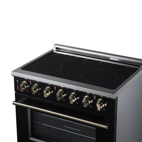 Forno Massimo 36-Inch 5.36 cu. ft. Electric Range, 5 Radiant Elements, Convection Oven, Air Fryer - Black or White (FFSEL6020-36BLK)