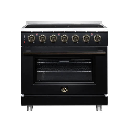 Forno Massimo 36-Inch 5.36 cu. ft. Electric Range, 5 Radiant Elements, Convection Oven, Air Fryer - Black or White (FFSEL6020-36BLK)