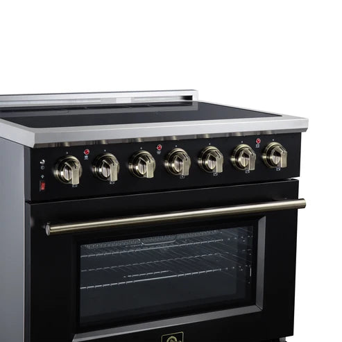 Forno Massimo 36-Inch 5.36 cu. ft. Electric Range, 5 Radiant Elements, Convection Oven, Air Fryer - Black or White (FFSEL6020-36BLK)
