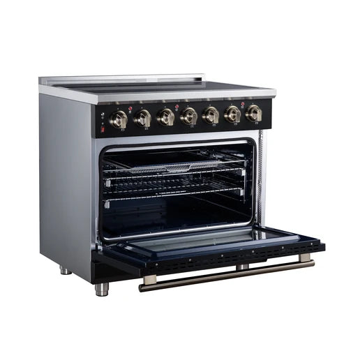 Forno Massimo 36-Inch 5.36 cu. ft. Electric Range, 5 Radiant Elements, Convection Oven, Air Fryer - Black or White (FFSEL6020-36BLK)