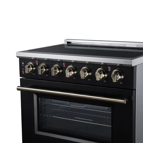 Forno Massimo 36-Inch 5.36 cu. ft. Electric Range, 5 Radiant Elements, Convection Oven, Air Fryer - Black or White (FFSEL6020-36BLK)