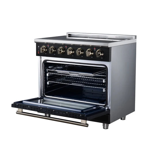 Forno Massimo 36-Inch 5.36 cu. ft. Electric Range, 5 Radiant Elements, Convection Oven, Air Fryer - Black or White (FFSEL6020-36BLK)