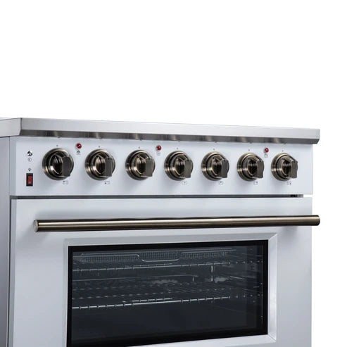 Forno Massimo 36-Inch 5.36 cu. ft. Electric Range, 5 Radiant Elements, Convection Oven, Air Fryer - Black or White (FFSEL6020-36BLK)
