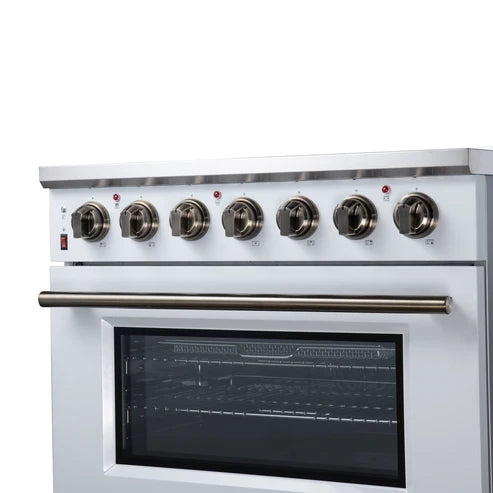 Forno Massimo 36-Inch 5.36 cu. ft. Electric Range, 5 Radiant Elements, Convection Oven, Air Fryer - Black or White (FFSEL6020-36BLK)