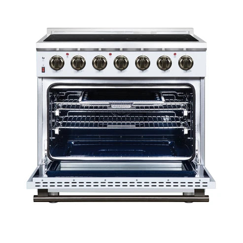 Forno Massimo 36-Inch 5.36 cu. ft. Electric Range, 5 Radiant Elements, Convection Oven, Air Fryer - Black or White (FFSEL6020-36BLK)