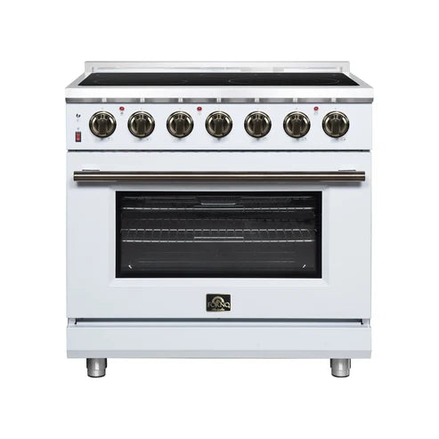 Forno Massimo 36-Inch 5.36 cu. ft. Electric Range, 5 Radiant Elements, Convection Oven, Air Fryer - Black or White (FFSEL6020-36BLK)