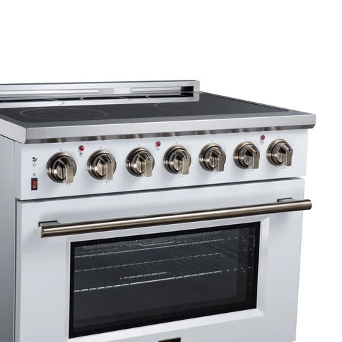 Forno Massimo 36-Inch 5.36 cu. ft. Electric Range, 5 Radiant Elements, Convection Oven, Air Fryer - Black or White (FFSEL6020-36BLK)
