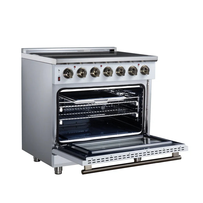Forno Massimo 36" 5.36 cu. ft. Freestanding Electric Range, 5 Radiant Elements, Convection Oven, Air Fryer  | Stainless Steel, Black, White ( FFSEL6020-36)