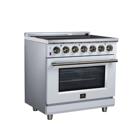 Forno Massimo 36-Inch 5.36 cu. ft. Electric Range, 5 Radiant Elements, Convection Oven, Air Fryer - Black or White (FFSEL6020-36BLK)