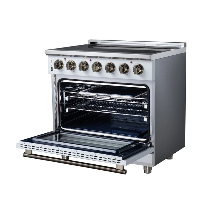 Forno Massimo 36" 5.36 cu. ft. Freestanding Electric Range, 5 Radiant Elements, Convection Oven, Air Fryer  | Stainless Steel, Black, White ( FFSEL6020-36)