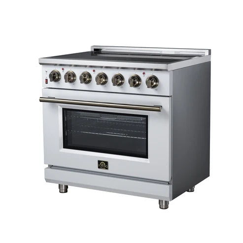 Forno Massimo 36-Inch 5.36 cu. ft. Electric Range, 5 Radiant Elements, Convection Oven, Air Fryer - Black or White (FFSEL6020-36BLK)