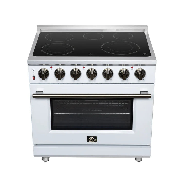 Forno Massimo 36" 5.36 cu. ft. Freestanding Electric Range, 5 Radiant Elements, Convection Oven, Air Fryer  | Stainless Steel, Black, White ( FFSEL6020-36)